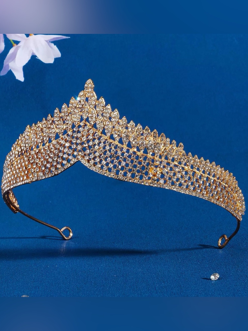 Gold Crystal Tiara Crown - Women Accessories